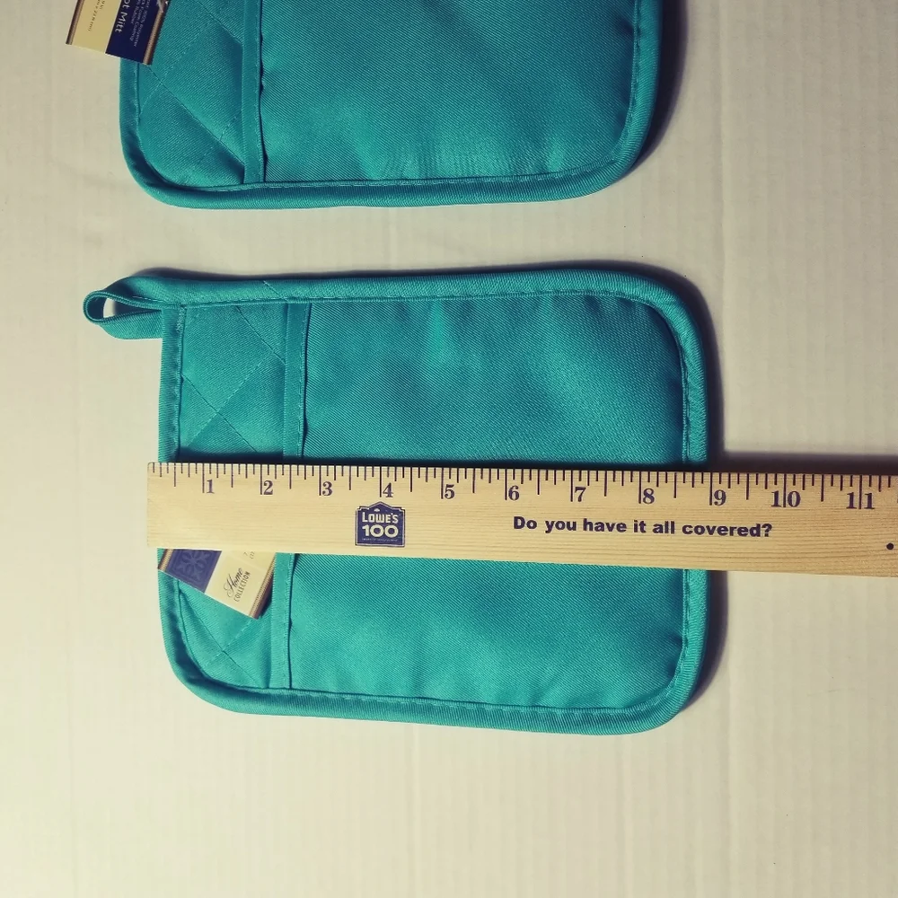 NWT HOME COLLECTION DARK AQUA POT HOLDER SET WITH GRIP PAD